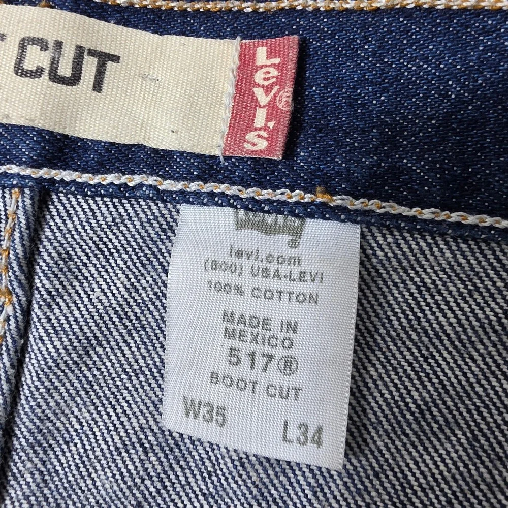 VTG Levi 517 Boot Cut Mens 35/34 Jeans Blue Denim Classic Western Rugged Pants